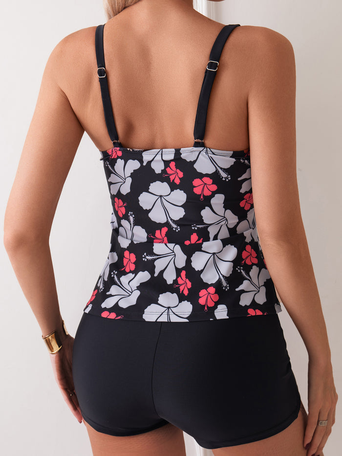 Two Piece Tankini Swimsuits for Women with Shorts Tummy Control Bathing Suits Athletic Swimwear