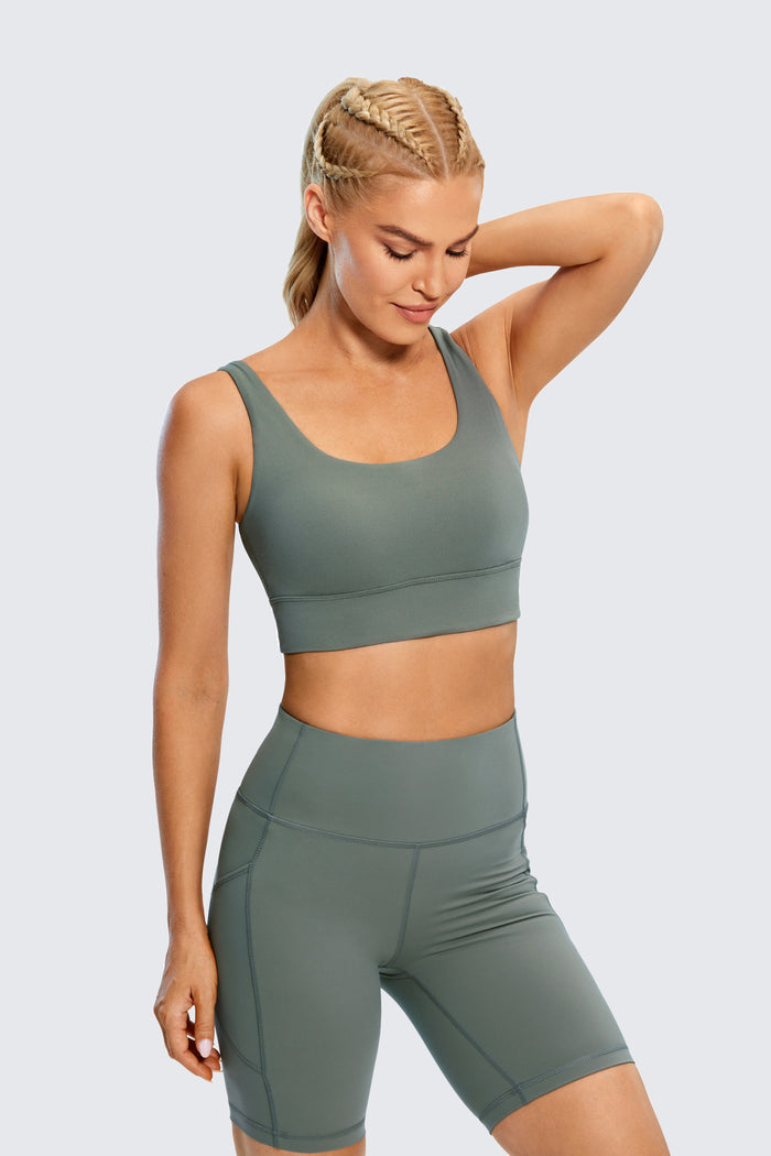 CRZ YOGA Women's U Back Sports Bra Grey Sage