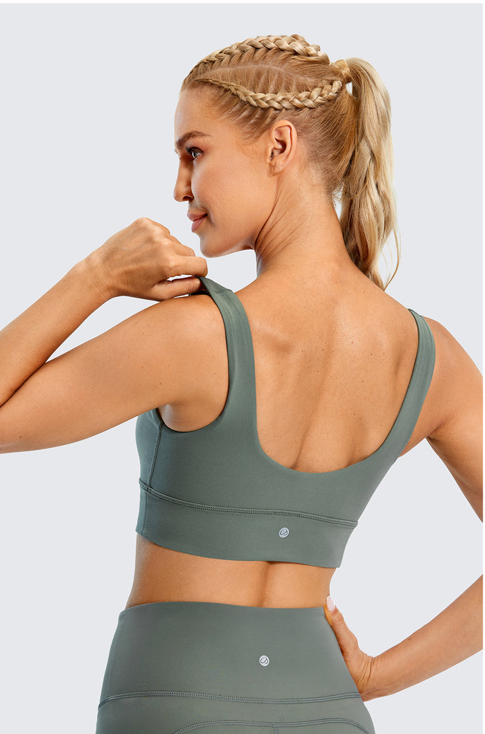 CRZ YOGA Women's U Back Sports Bra Grey Sage