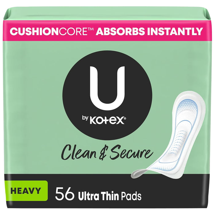 U by Kotex Clean & Secure Ultra Thin Long Unscented Pads - 56 Ct - 4 Pack