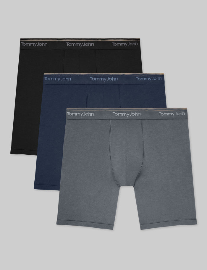 Ultra Soft Flex Mid-Length Boxer Brief 6" (3-Pack)::Black/Blue/Grey