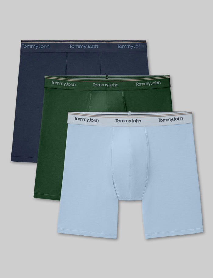 Ultra Soft Flex Mid-Length Boxer Brief 6" (3-Pack)::Dress Blues/Green/Cerulean