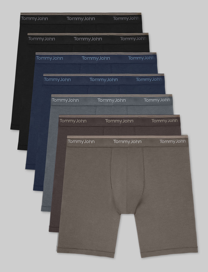 Ultra Soft Flex Mid-Length Boxer Brief 6" (7-Pack)::Black/Dress Blues/Turbulence/Shale/Falcon