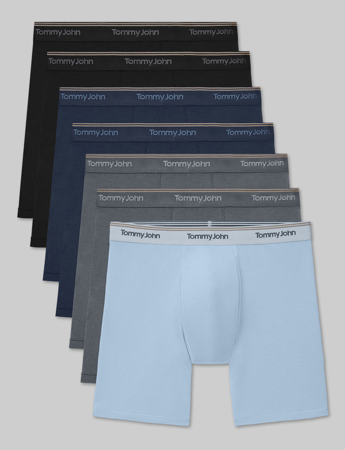 Ultra Soft Flex Mid-Length Boxer Brief 6" (7-Pack)::Black/Dress Blues/Turbulence/Cerulean