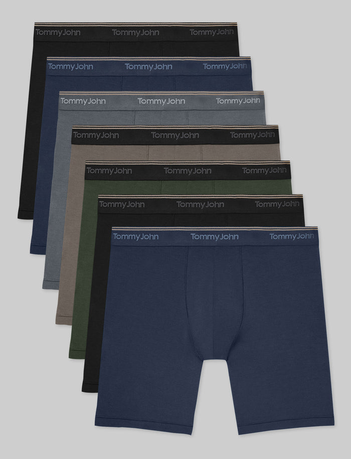 Ultra Soft Flex Mid-Length Boxer Brief 6" (7-Pack)::Black/Blue/Grey/Falcon/Dark Olive/Black/Blue