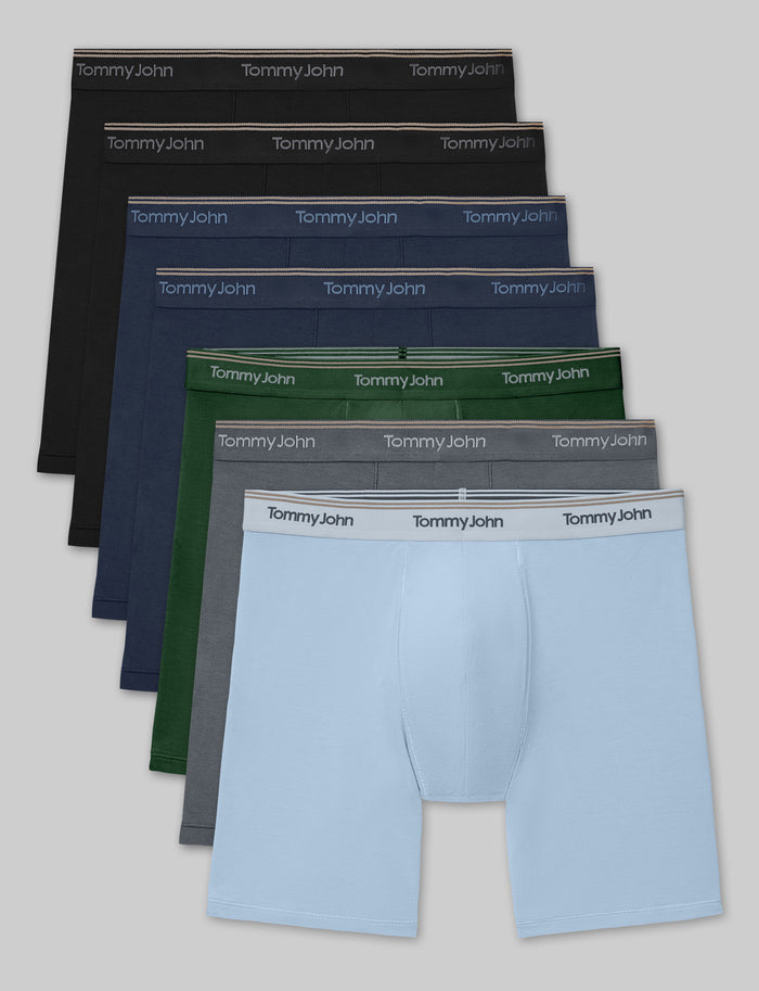 Ultra Soft Flex Mid-Length Boxer Brief 6" (7-Pack)::Black/Dress Blues/Green/Turbulence/Cerulean
