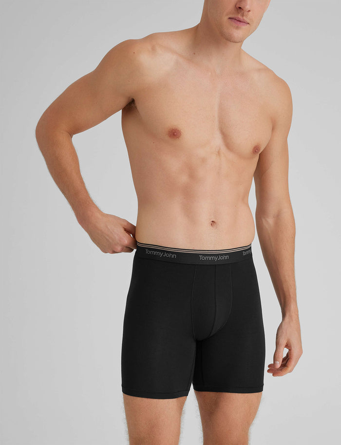 Ultra Soft Flex Mid-Length Boxer Brief 6"::Black