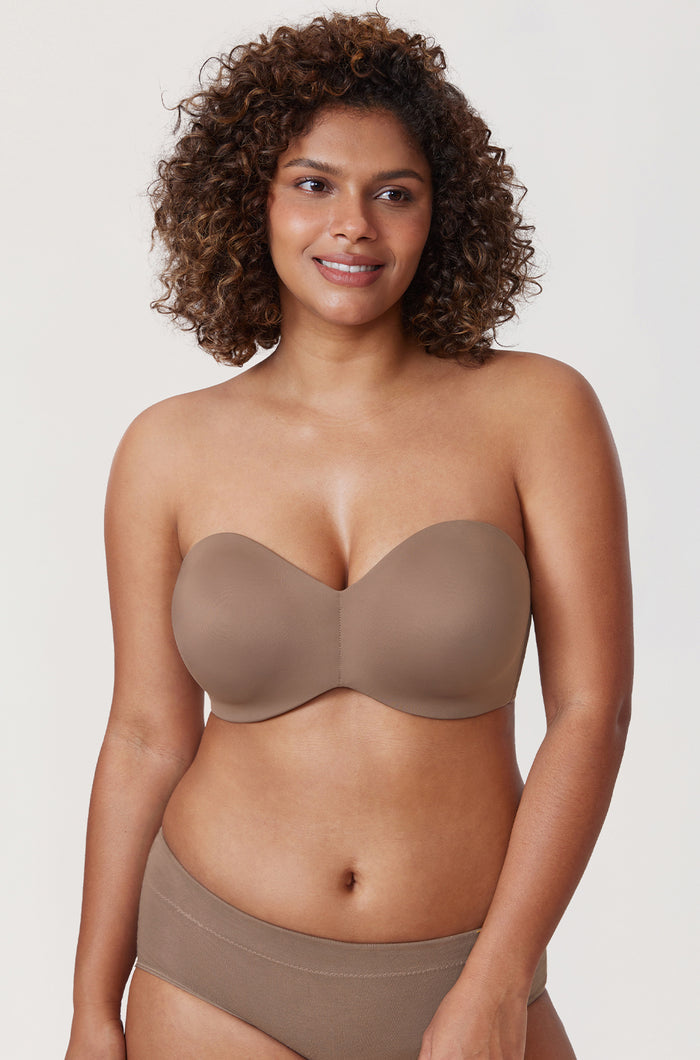 Women's Underwire Strapless Bra Brown Purple