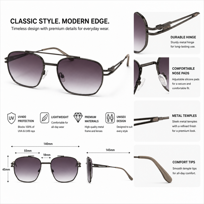 Upgrade your style with BENHUNT Square Polarized Sunglasses.