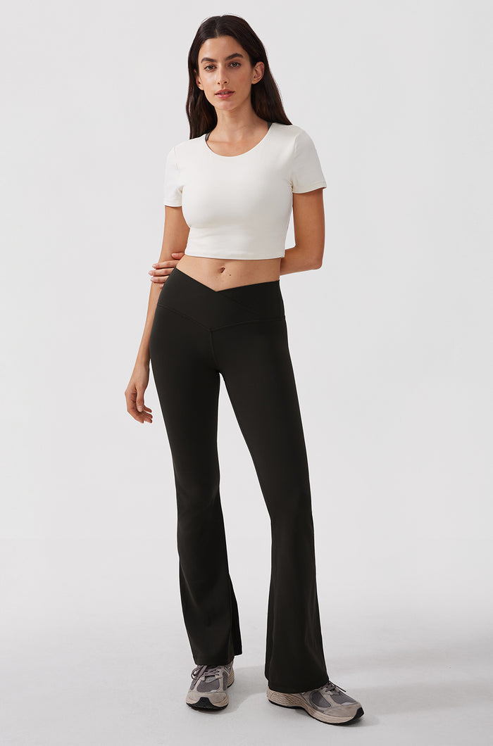 V Cross Waist Flare Leggings 31''