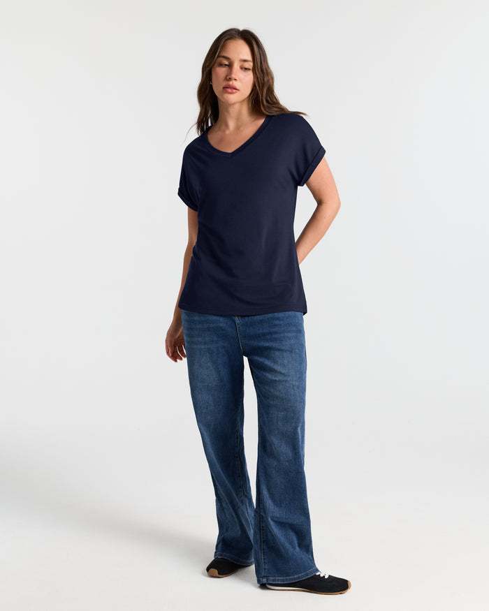 V Neck Batwing Relaxed T-Shirt