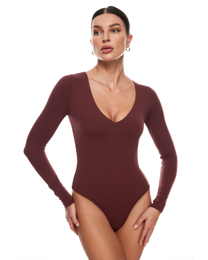 V Neck Long Sleeve Bodysuit