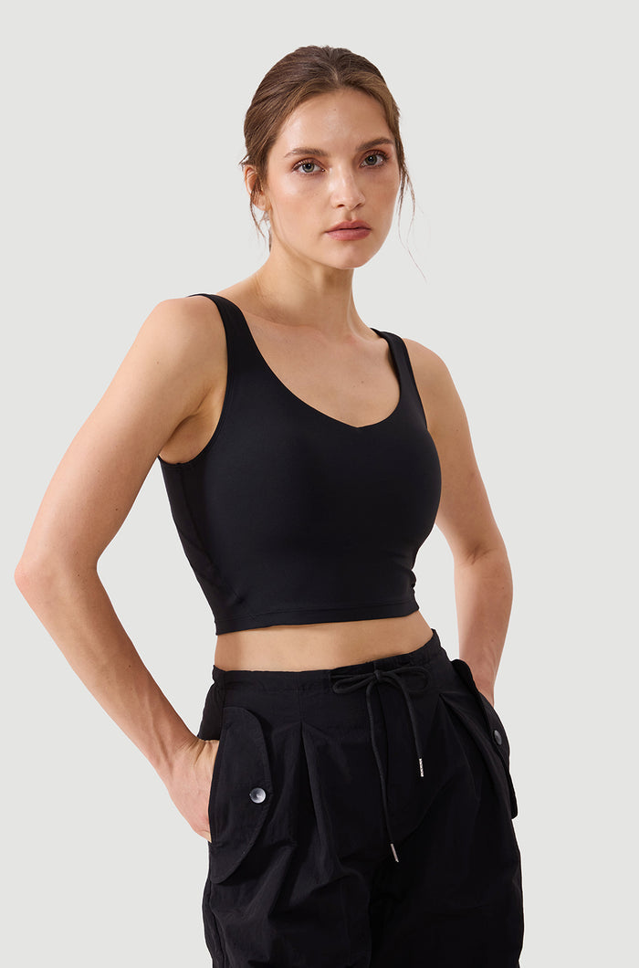 CRZ YOGA Women's Yoga Low support Butterluxe Longline Bra U-back Black
