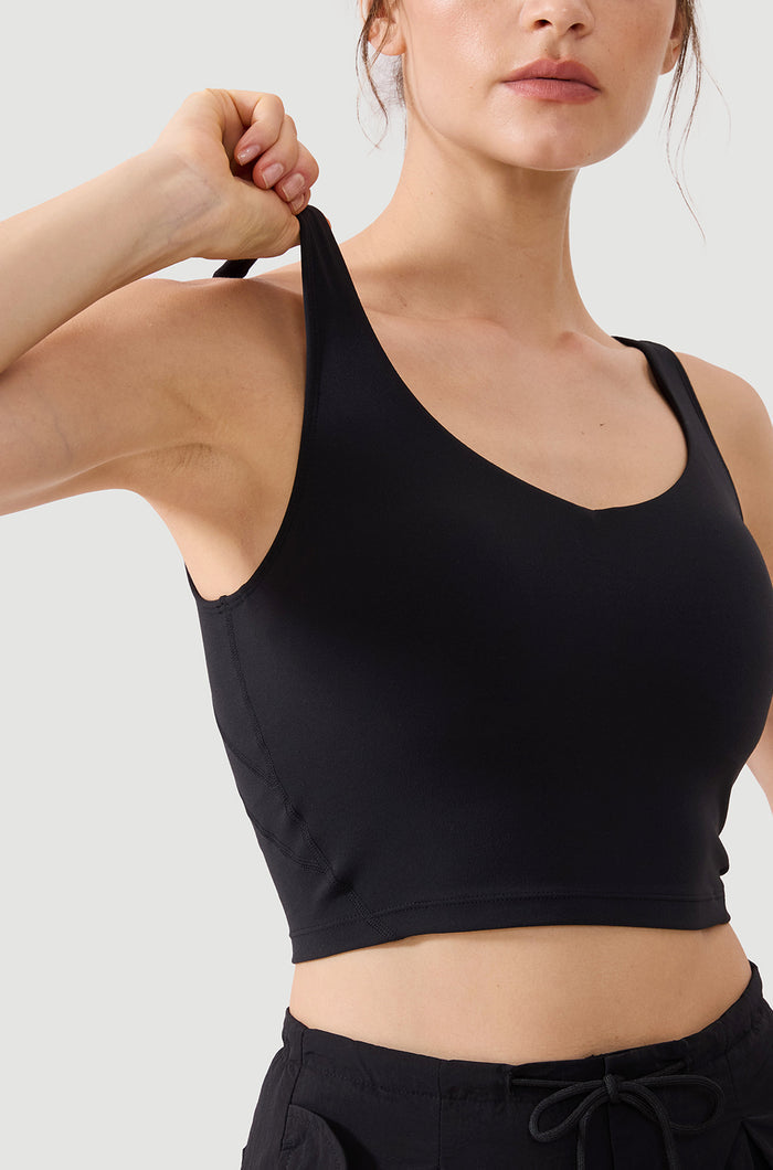 CRZ YOGA Women's Yoga Low support Butterluxe Longline Bra U-back Black