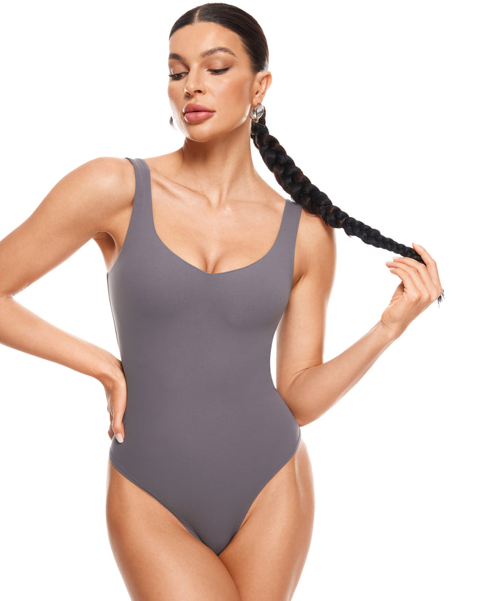 V Neck Sleeveless Bodysuit