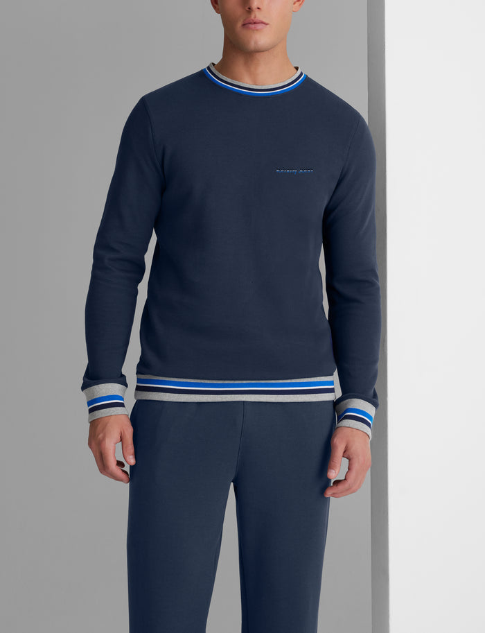 Varsity Stripe Crewneck Sweatshirt::Dress Blues