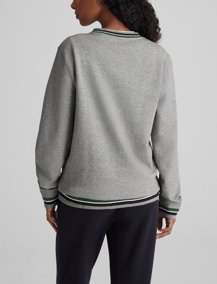 Varsity Stripe Crewneck Sweatshirt::Grey Heather
