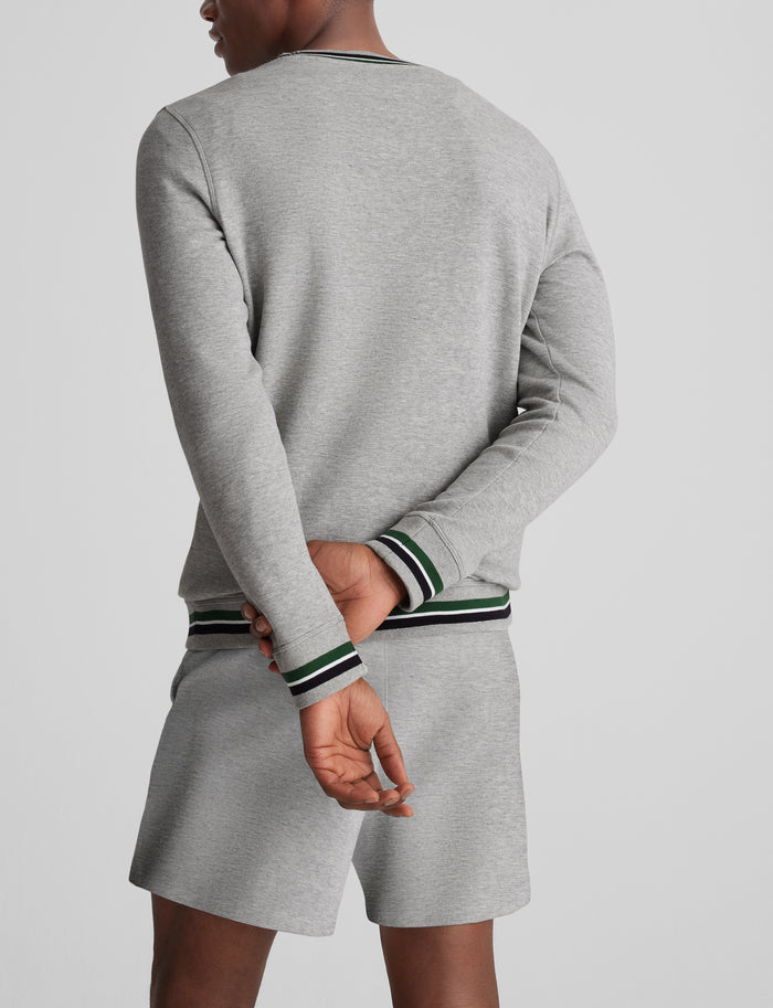 Varsity Stripe Crewneck Sweatshirt::Grey Heather