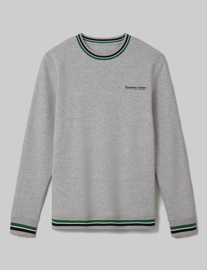 Varsity Stripe Crewneck Sweatshirt::Grey Heather::Swatch