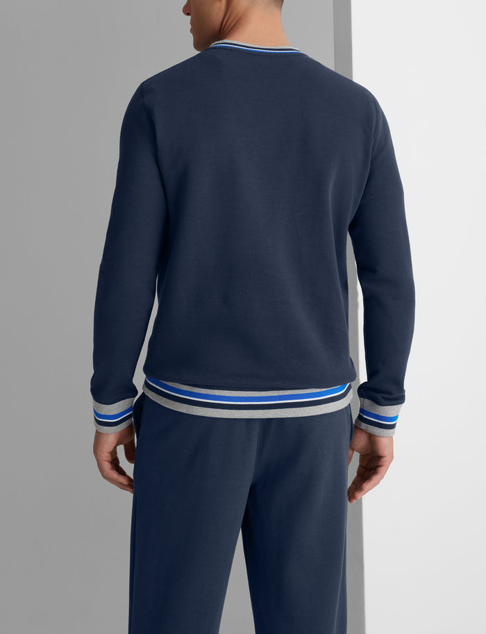 Varsity Stripe Crewneck Sweatshirt::Dress Blues