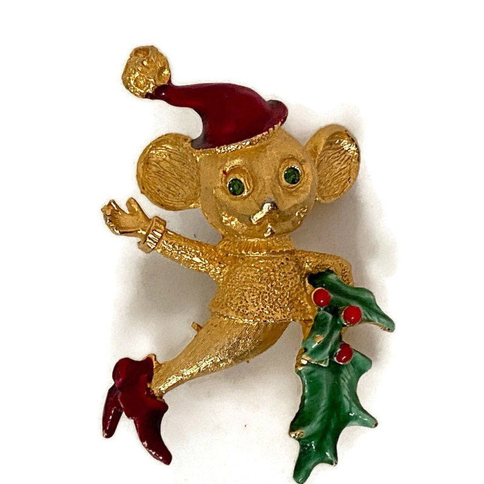 Vintage Christmas Mouse Pin by Mylu at Duckwells