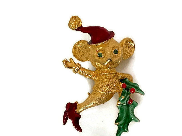 Vintage Christmas Mouse Pin by Mylu at Duckwells