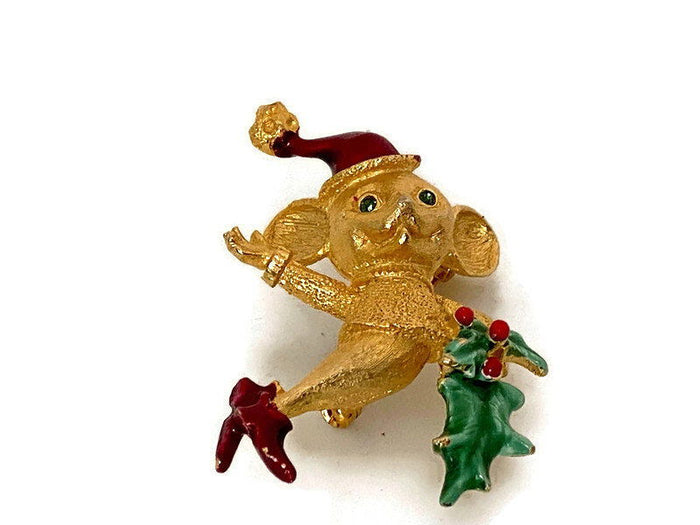 Vintage Christmas Mouse Pin by Mylu at Duckwells
