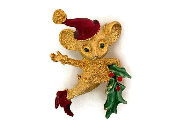 Vintage Christmas Mouse Pin by Mylu at Duckwells