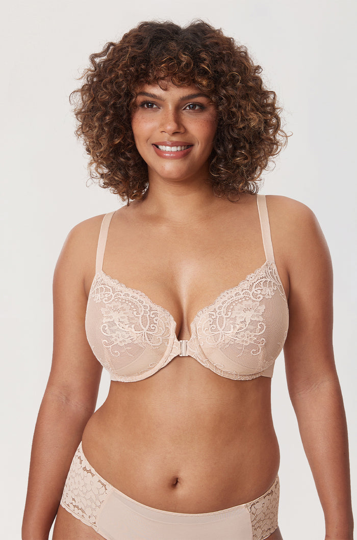 Women's Vintage Lace Front Closure Bra White