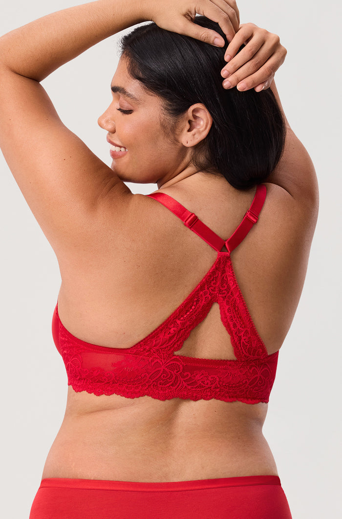 Women's Vintage Lace Racerback Bra Lipstick Red