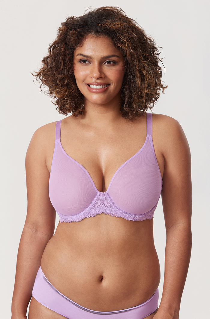 Women's Vintage Lace Sheer Mesh Bra Glaze Purple