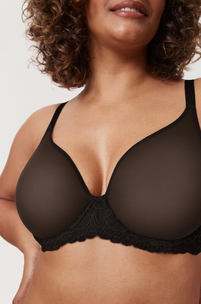 Women's Vintage Lace Sheer Mesh Bra Black