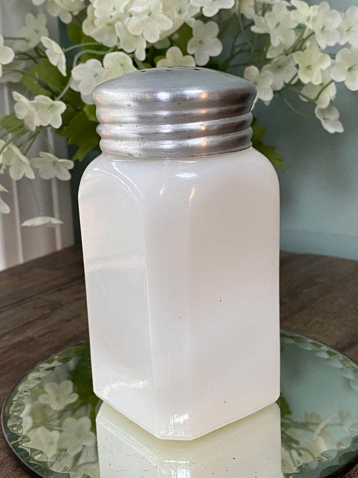 Vintage Milk Glass Flour Shaker at Duckwells