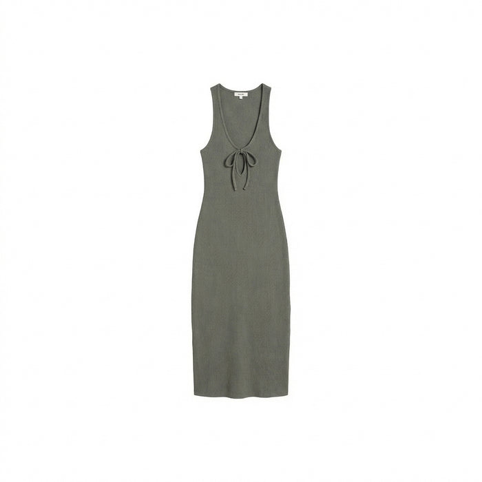 W Plunge Tie Midi Dress
