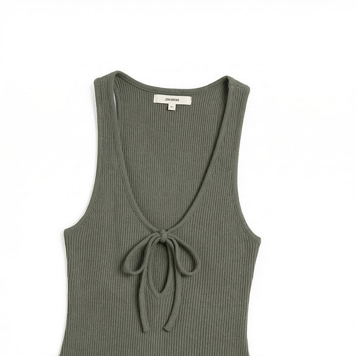 W Plunge Tie Midi Dress