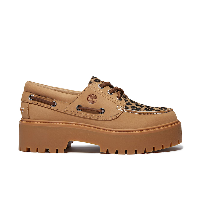W Stone Street Platform Boat Shoe 'Leopard Print Beige Nubuck'