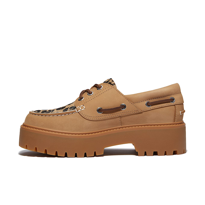 W Stone Street Platform Boat Shoe 'Leopard Print Beige Nubuck'