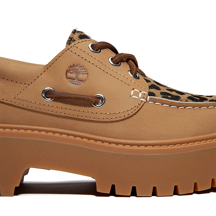 W Stone Street Platform Boat Shoe 'Leopard Print Beige Nubuck'