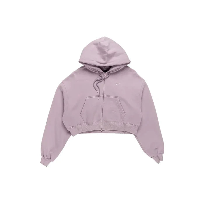 W Studio Fleece Medium Weight Oversized Full-Zip Cropped Hoodie 'Bleached Lilac Sail'