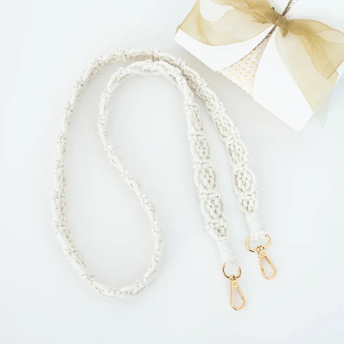 Natural-colored macramé crossbody strap for smart phones | Gifts that fight human trafficking