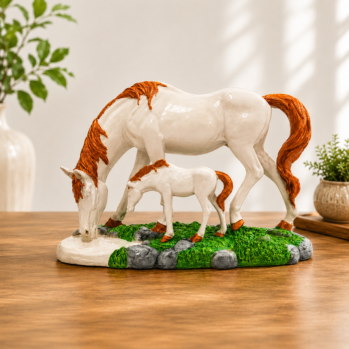 White and Golden Polyresin Decoration Horse Statue