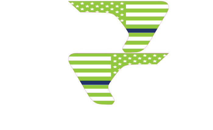White and Green Thin Blue Line Flag 2pc Vinyl Fender Decal