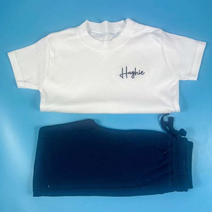 White and Navy Short Set