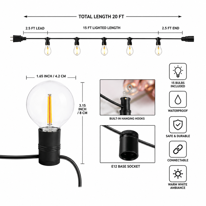 White Decorative LED Lights (40 W)