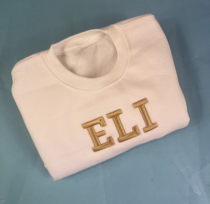 White Jumper with Beige 3D Font Jumper