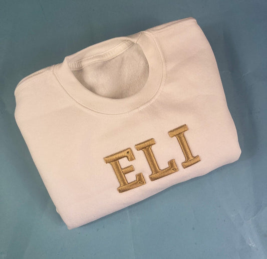 White Jumper with Beige 3D Font Jumper