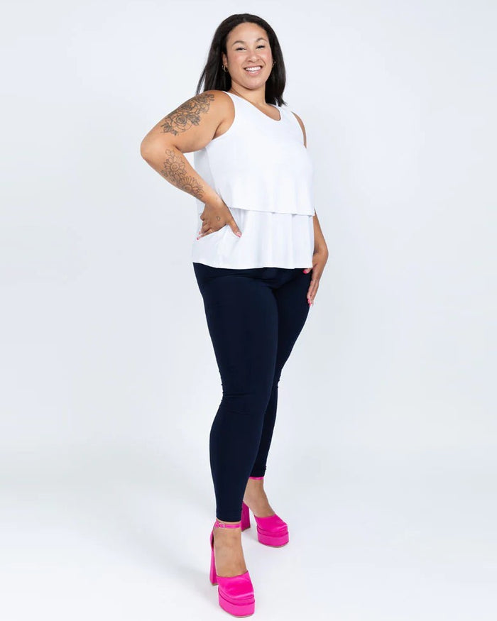 White Lillie Layered Tank - Black LABB
