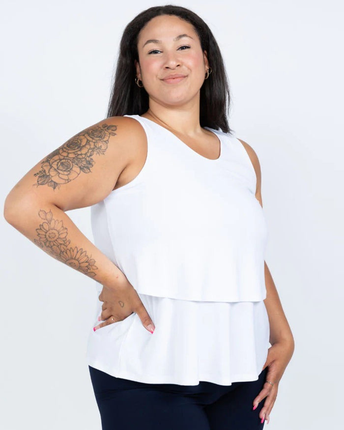 White Lillie Layered Tank - Black LABB
