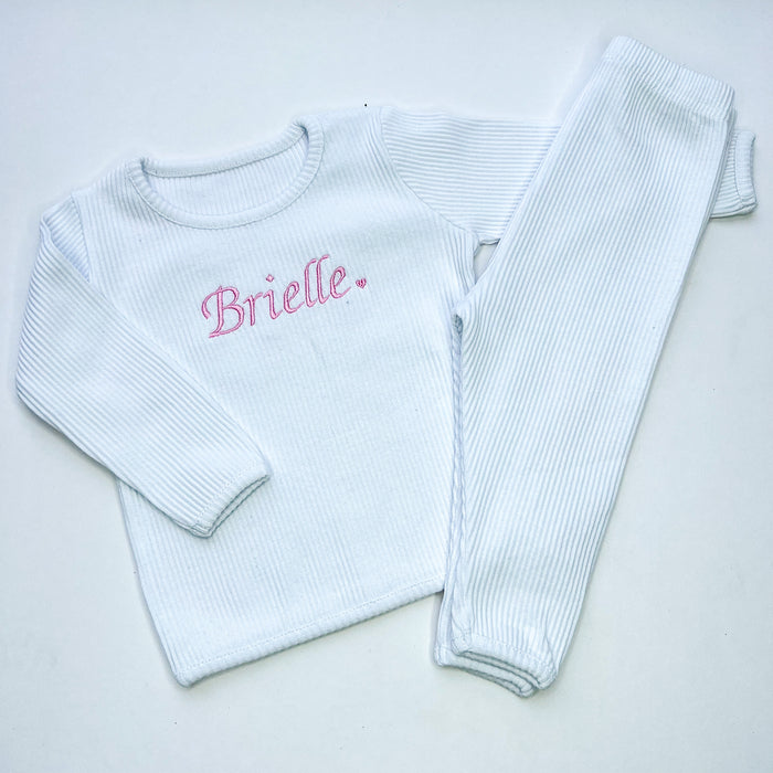White Ribbed Loungewear