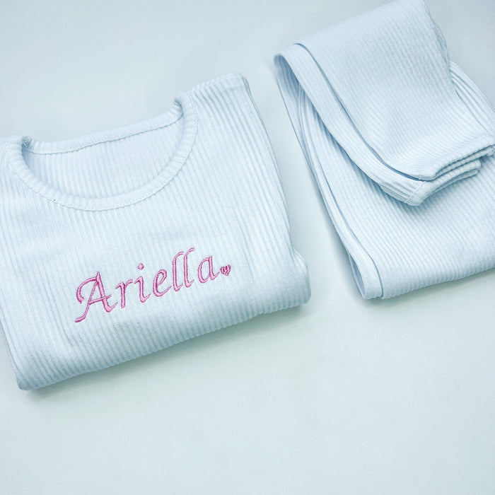 White Ribbed Loungewear